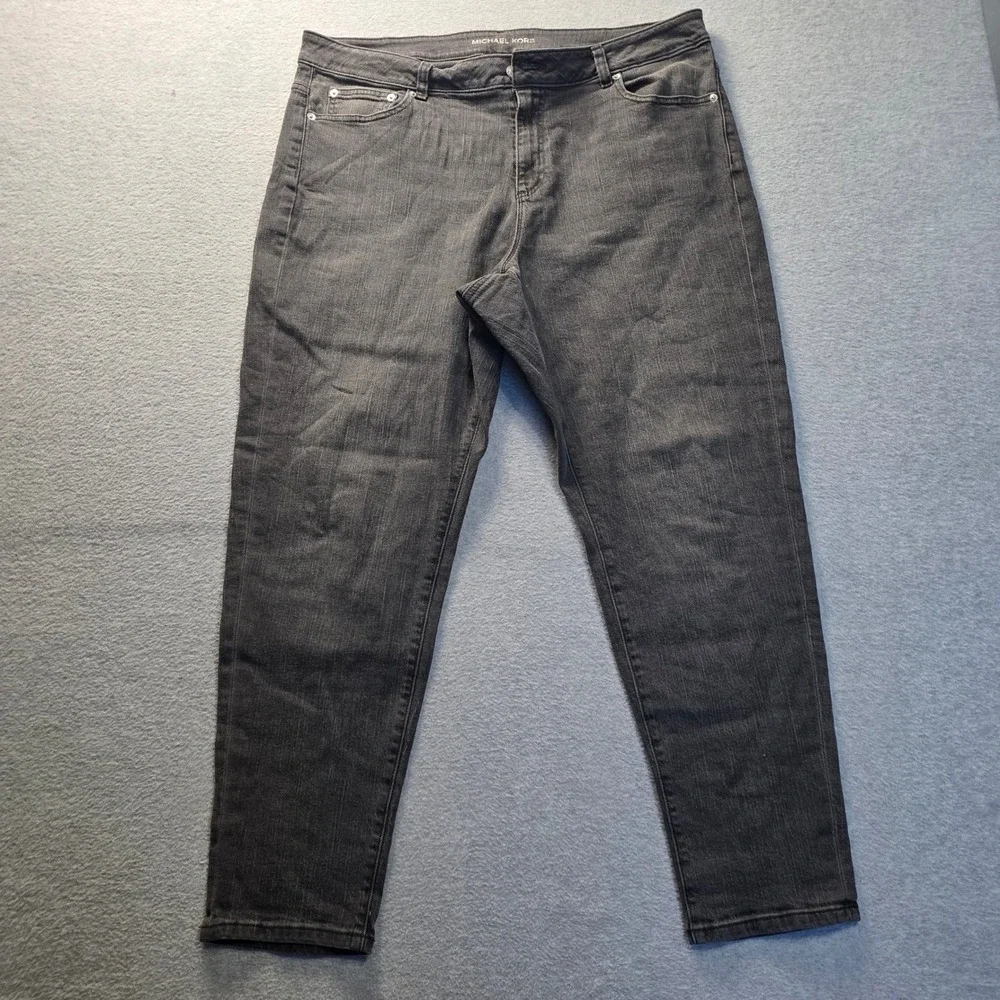 Michael Kors Skinny Jeans Womens Plus Size 16W‎ Grey Tapered Stretch Denim Pants